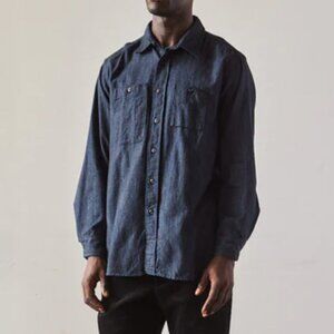 Engineered Garments Cotton Flannel Men's Work Shirt, Navy Melange